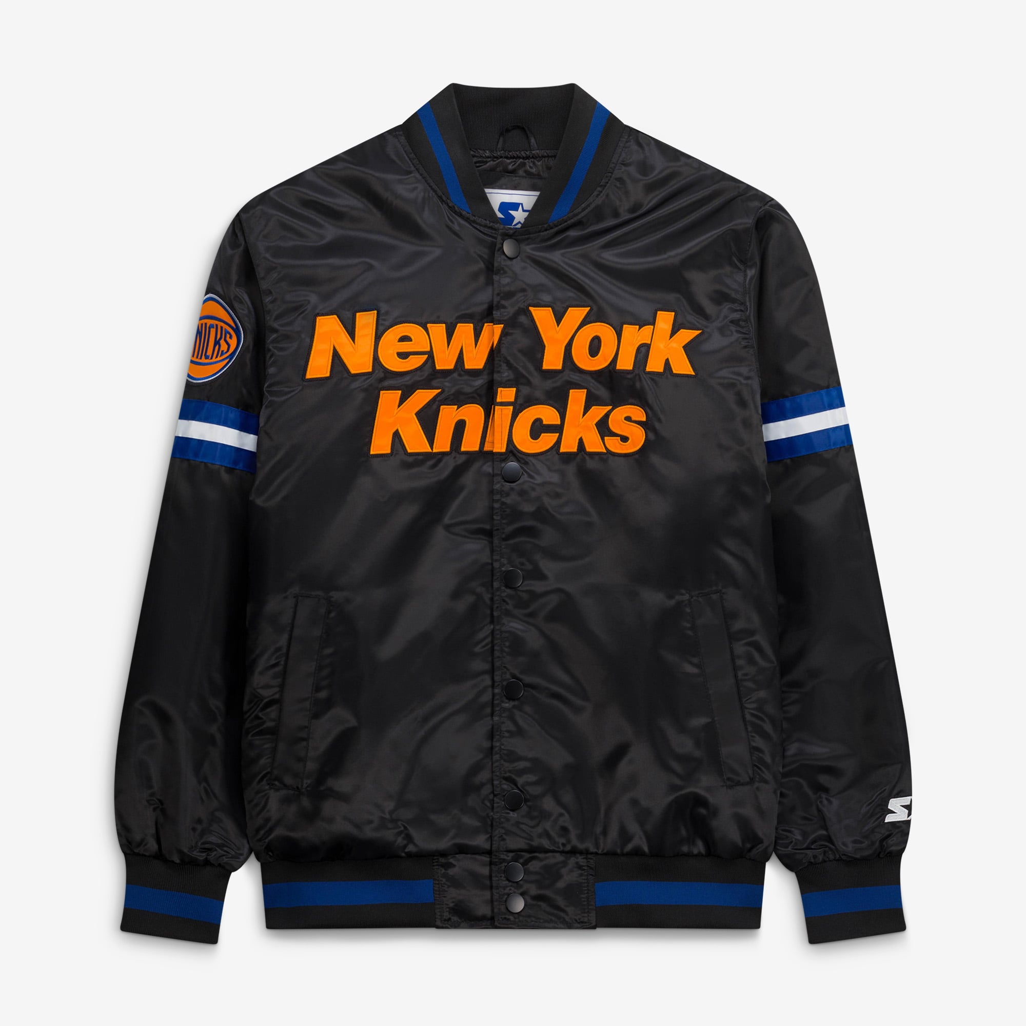 Men's Starter Black New York Knicks Scout Varsity Full-Snap Jacket